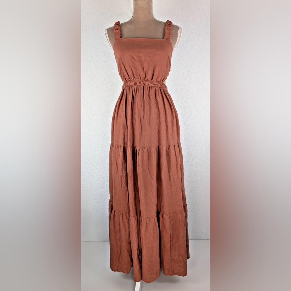 Abercrombie and Fitch scrunchie tiered cutout mid dress